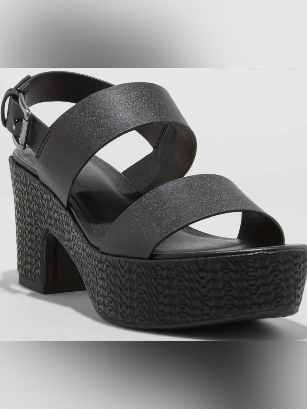 a new day Black Chunky Platform Strappy Sandal